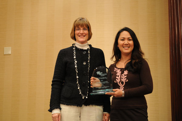 Letha Hammon, DuPont and Solange Dao, representing Tau Beta Pi Fellowship Program â€“ 75 Years! accepting award